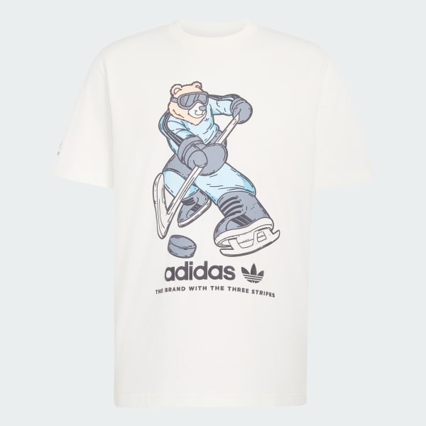 Blanc T-shirt graphique Hockey Bear