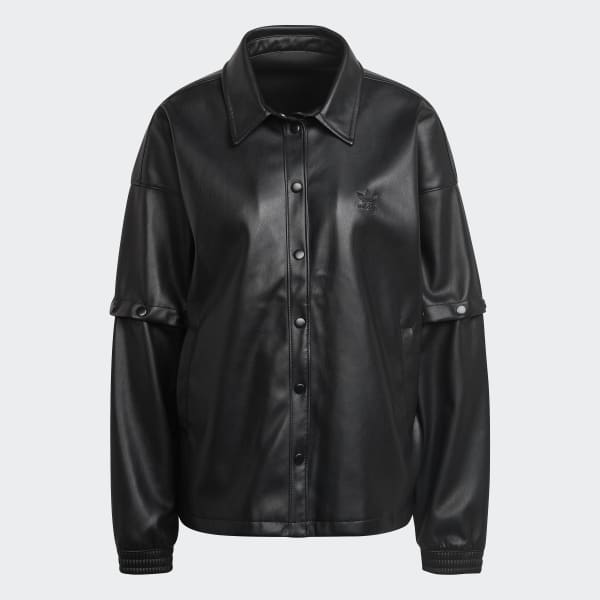 Black Always Original Faux Leather Track Jacket RW299