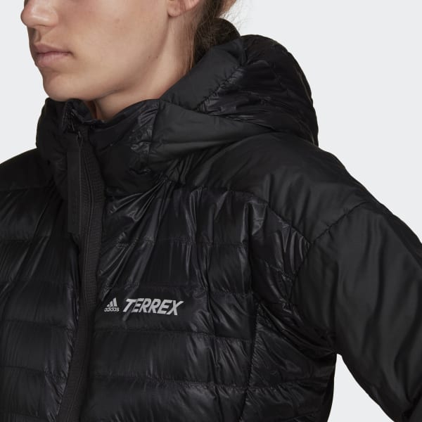 adidas mens terrex climaheat hooded padded down jacket raw green