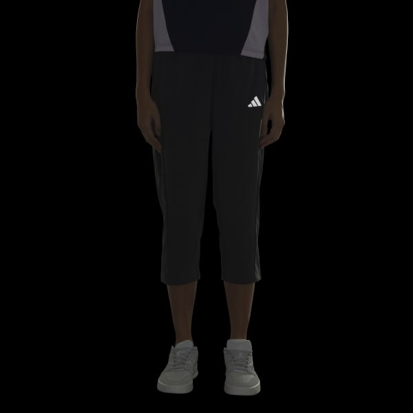 グレー ウーブン ライト カプリパンツ