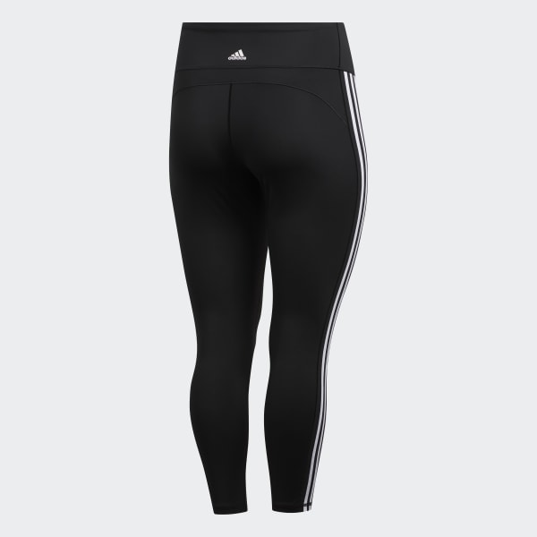 Zwart Believe This 3-Stripes 7/8 Legging (Grote Maat)
