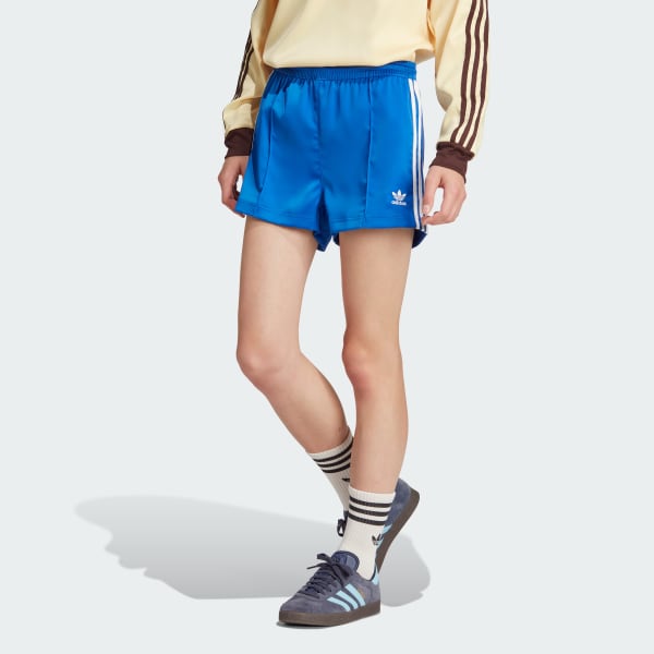 Azul Shorts 3 Franjas Satén