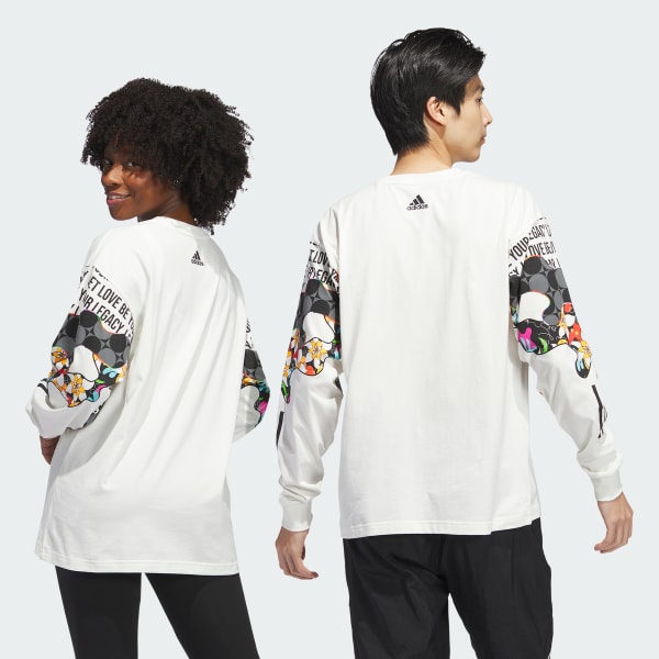 Branco Camiseta Estampada Manga Longa Pride (Unissex)
