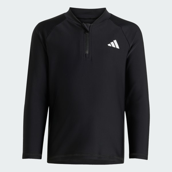 Black LONG SLEEVES ZIP RASHGUARD KIDS