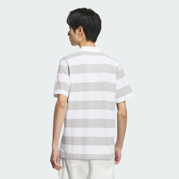 White Piqué Stripe Polo Shirt