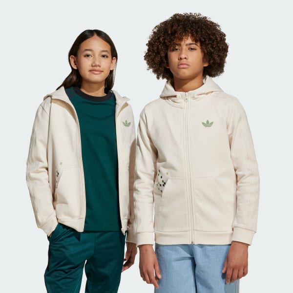 Blanco Sudadera con Gorro adidas Originals x Minecraft Estampada