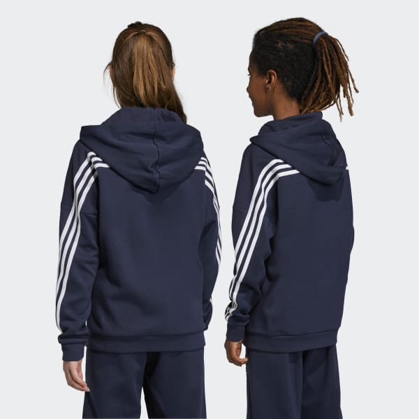 Blue Future Icons 3-Stripes Full-Zip Hooded Track Top