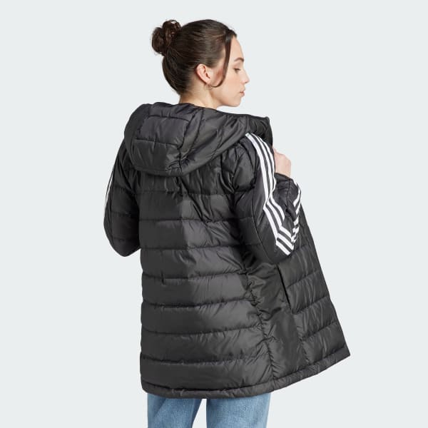 noir Parka à capuche légère duvet Essentials 3 bandes