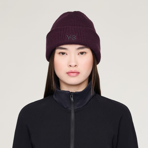adidas Y-3 Classic Knitted Beanie - Burgundy | Free Shipping with