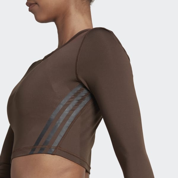 hnědá Tričko TrainIcons 3-Stripes Long Sleeves TR347