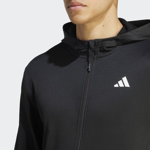Adidas originals mens long line full zip sales hooded sweat black