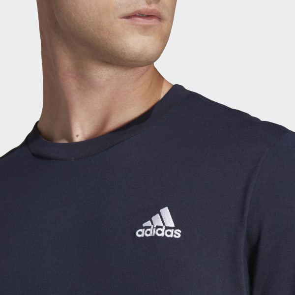 Bleu T-shirt en jersey à petit logo brodé Essentials