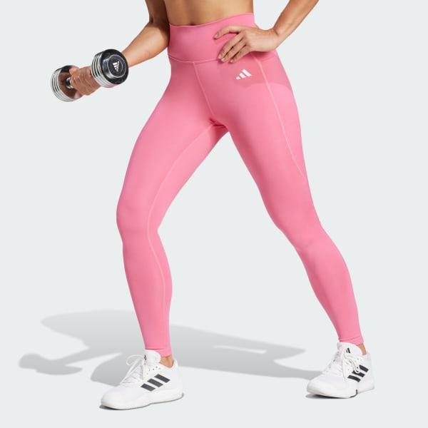 Rosado Licras Optimé Essentials Stash con bolsillo de largo completo