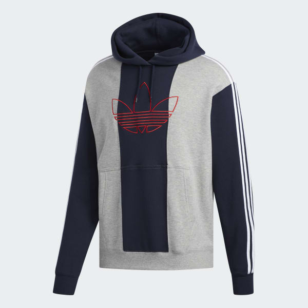 adidas grey & navy off court trefoil pullover hoodie