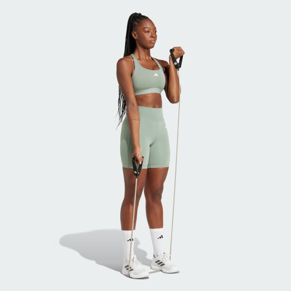 Green Optimé Essentials Stash Pocket 7-Inch Short Leggings