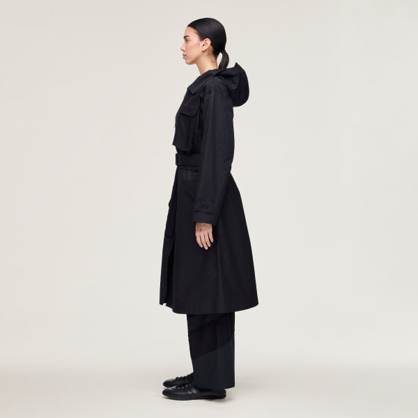 Black Y-3 HOODED TRENCHCOAT PARKA