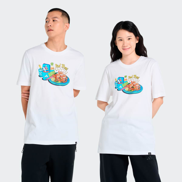 สีขาว เสื้อกราฟฟิกผัดไทย