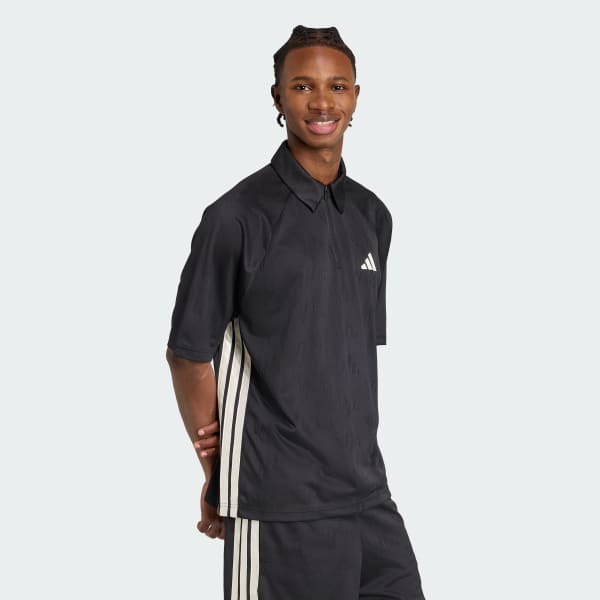adidas Stadium Jacquard Polo Tee - Black | Free Shipping