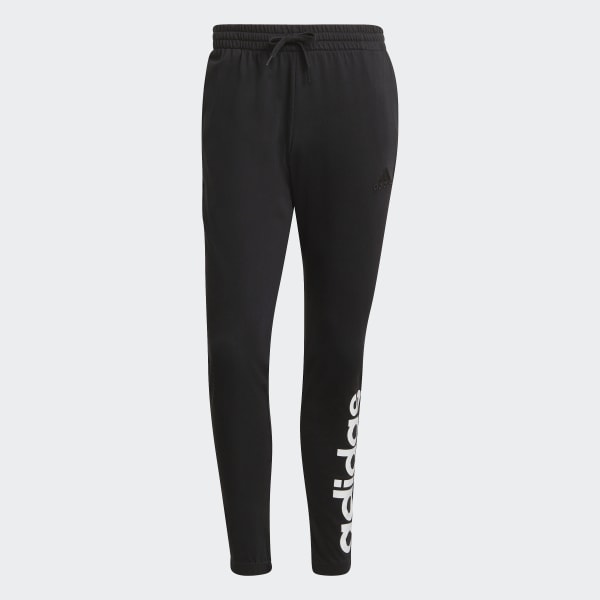Black Essentials Single Jersey Tapered Elastic Cuff Logo Pants