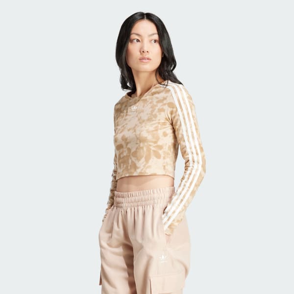 Beige Maglia 3-Stripes Crop