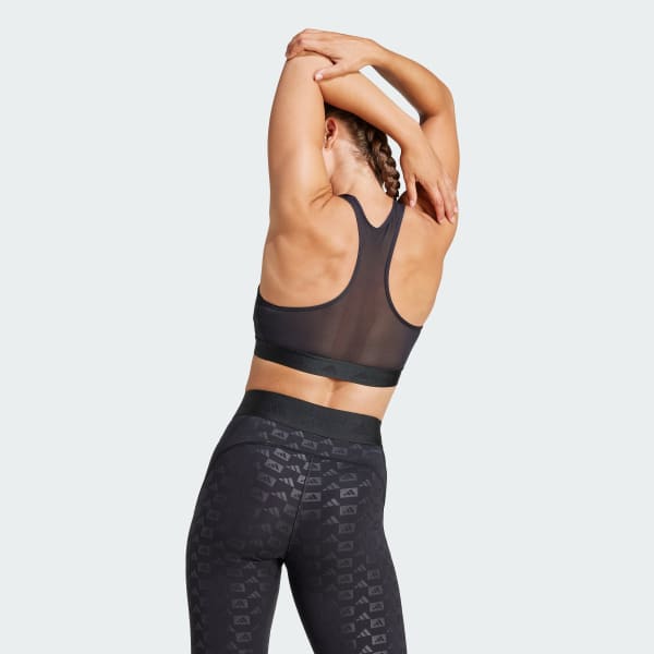 Black Powerreact Training Medium Support Hyperglam Emboss Bra