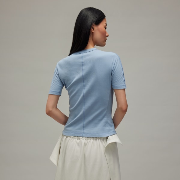 Blue Y-3 Fitted Short Sleeve Tee
