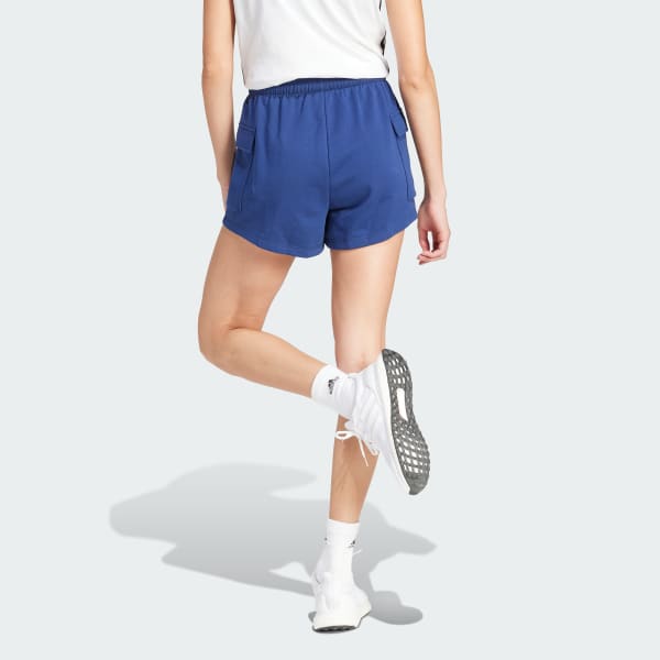 Blue Essentials Small Logo French Terry Cargo Shorts