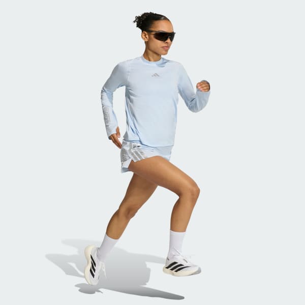 ブルー アディゼロ 駅伝 ランニング長袖Tシャツ