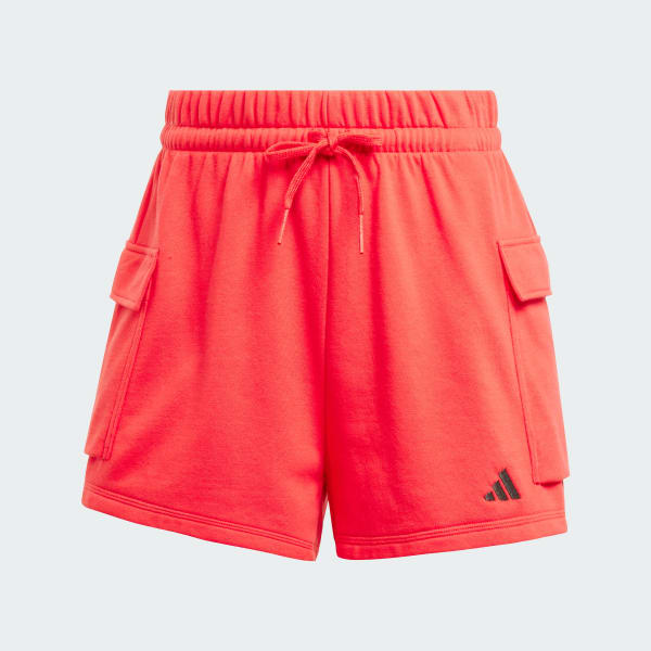 Red Essentials Small Logo French Terry Cargo Shorts