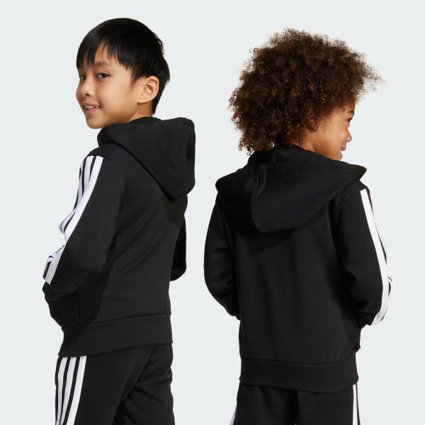Black Essentials Full-Zip Hoodie Kids