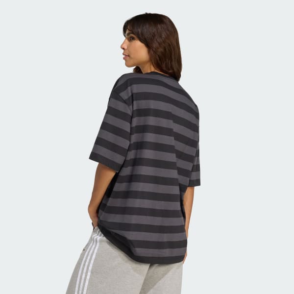 Black ADIDAS ORIGINALS ATHL DEPT STRIPED SHORTSLEEVE TEE
