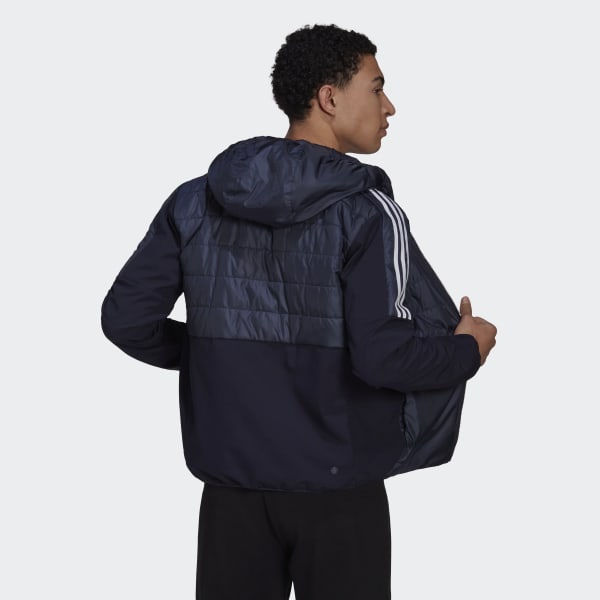 Blauw Essentials Insulated Hybride Jack met Capuchon