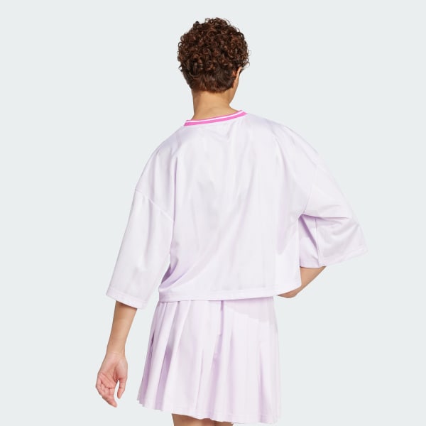 สีม่วง เสื้อฟุตบอลทรงโอเวอร์ไซส์ Tiro Cut 3-Stripes