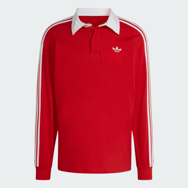 Red 3-STRIPES RUGBY LONGSLEEVE POLO