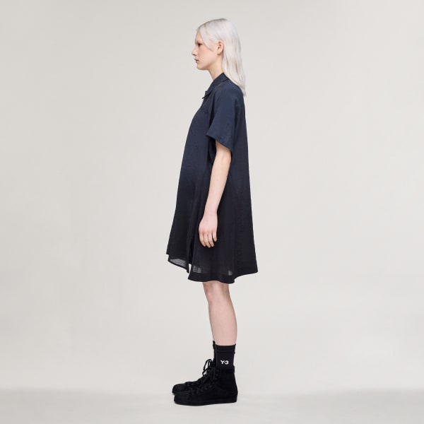 Black Y-3 SHORT SLEEVE DIP DYE UTILITY OVERSHIRT