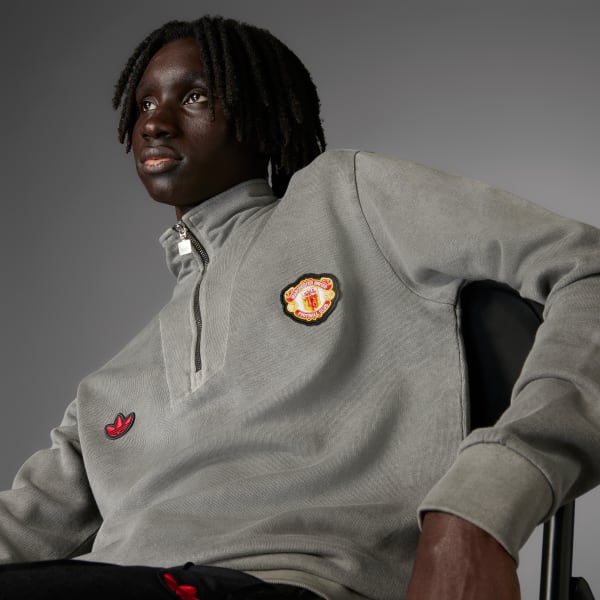 Czerń Bluza Manchester United Terrace Icons Half-Zip