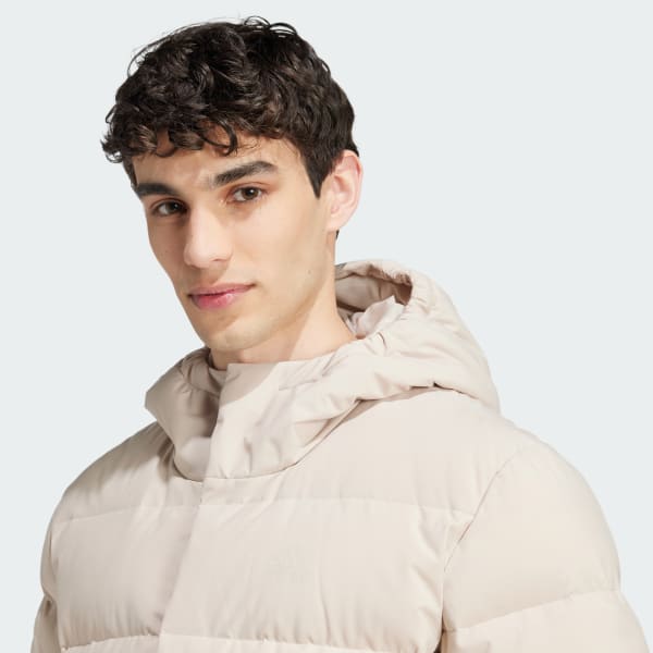 adidas Helionic Hooded Down Jacket Beige adidas UK