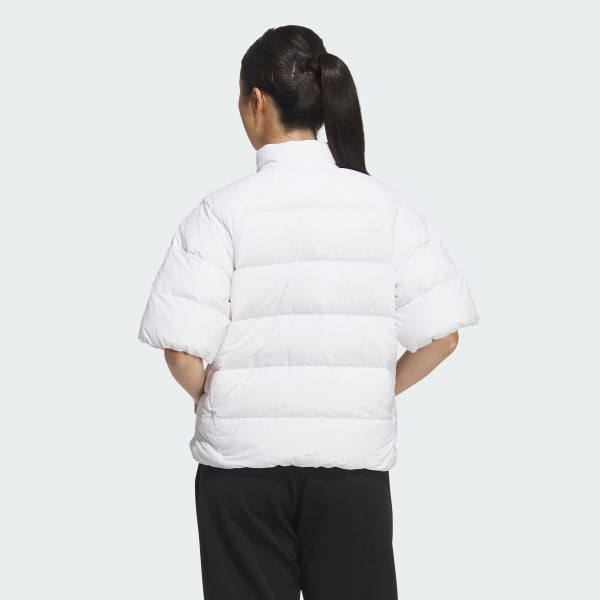 White 쇼트 슬리브 다운 폰초