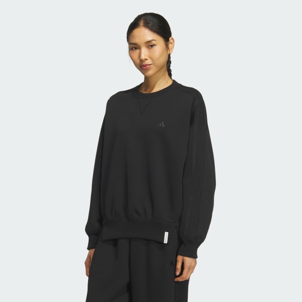 Black 에센셜 플러스 3-스트라이프 스웨트 크루
