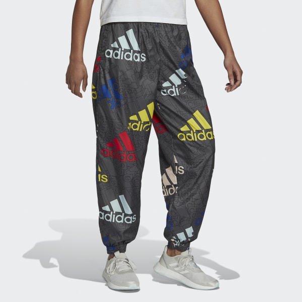 Γκρι Essentials Multi-Colored Logo Loose Fit Woven Pants O1218