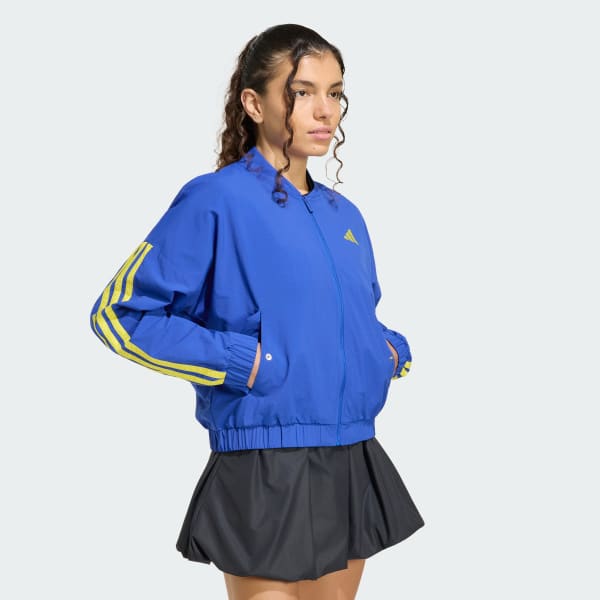 Azul Jaqueta Corta-vento de Malha Essentials Três Listras