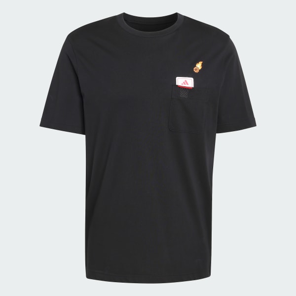 Black MINI EMBROIDERY BASKETBALL GRAPHIC T-SHIRT