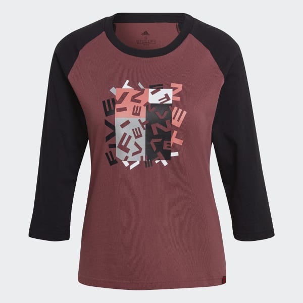 Burgundy Tričko Five Ten Graphic 3/4 Sleeve