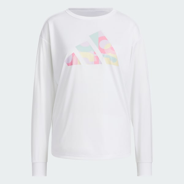 ホワイト 長袖 グラフィックTシャツ