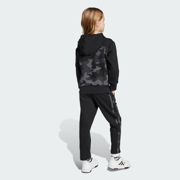 Zwart Seasonal Essentials Camo Fleece Joggingpak Kleuters
