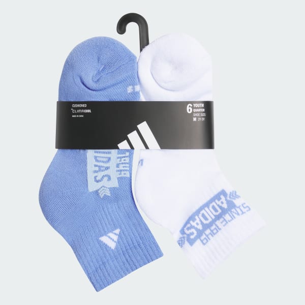 Bleu Socquettes rembourrées graphiques Junior (6 paires)