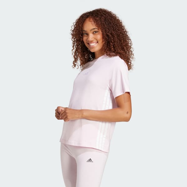 ruzová Essentials 3-Stripes Cotton T-Shirt