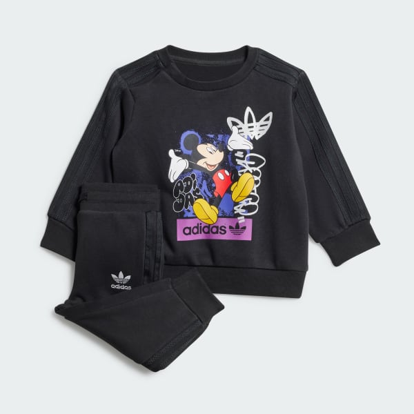 ブラック adidas × Disney ミッキーマウス クルーセット キッズ