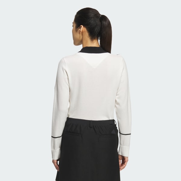 White KNIT POLO SHIRT LONG SLEEVE