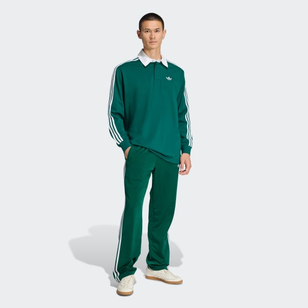 Green 3-스트라이프 럭비 롱 슬리브 폴로